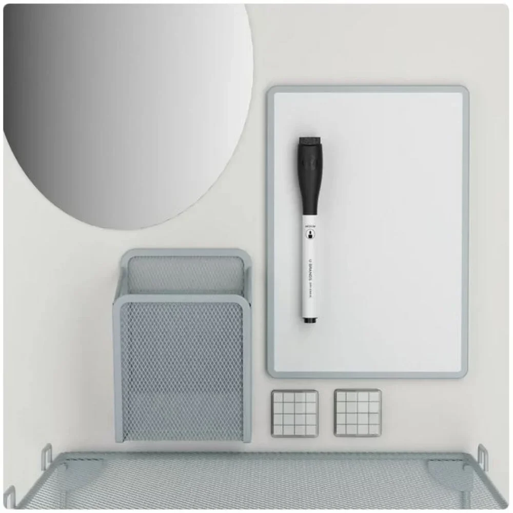 NEW School Locker Organizer Shelf Whiteboard Storage Cup Dry Erase Mirror Magnet